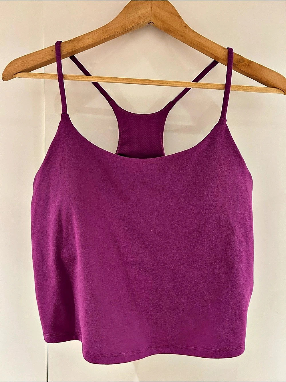 Athletic Works Cropped Racerback Tank Top with Built-In Support Bra Purple Large